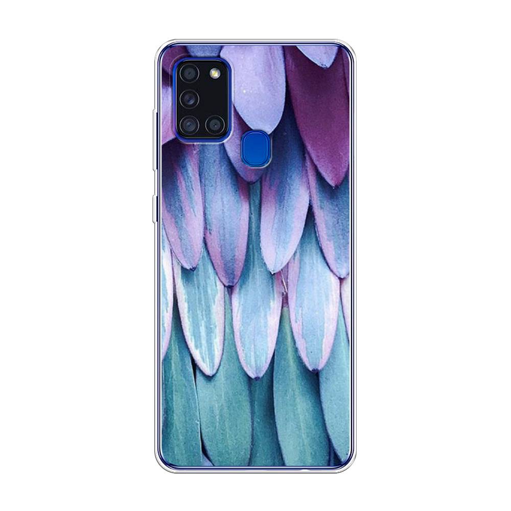 

Чехол на Samsung Galaxy A21s "Синее перо", Фиолетовый;голубой, 2100250-3