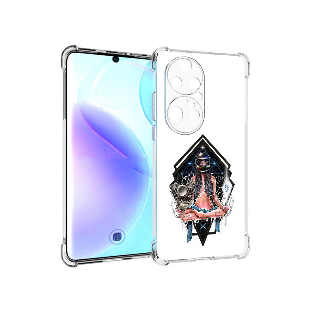 

Чехол MyPads Tocco для Huawei P50 Pro красивая девушка в шлеме, Прозрачный, Tocco