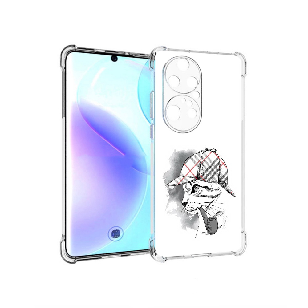 Чехол MyPads Tocco для Huawei P50 Pro кошка с трубкой
