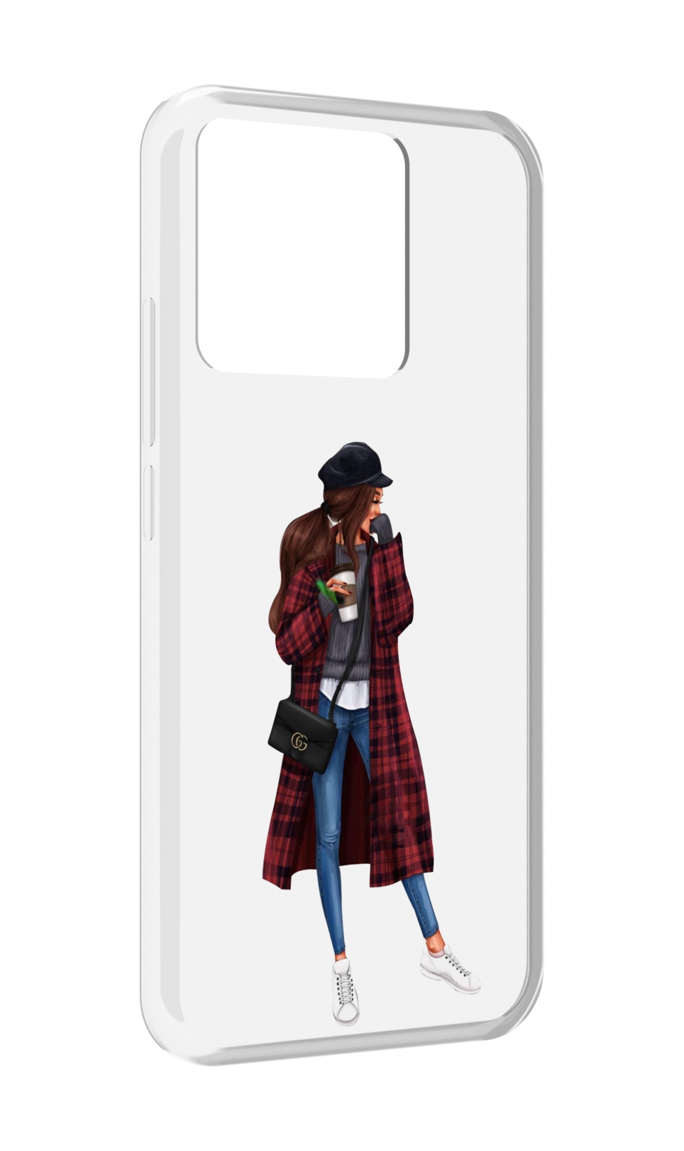 Чехол MyPads Tocco для Xiaomi Redmi 10A девушка-в-клетчатом-пальто