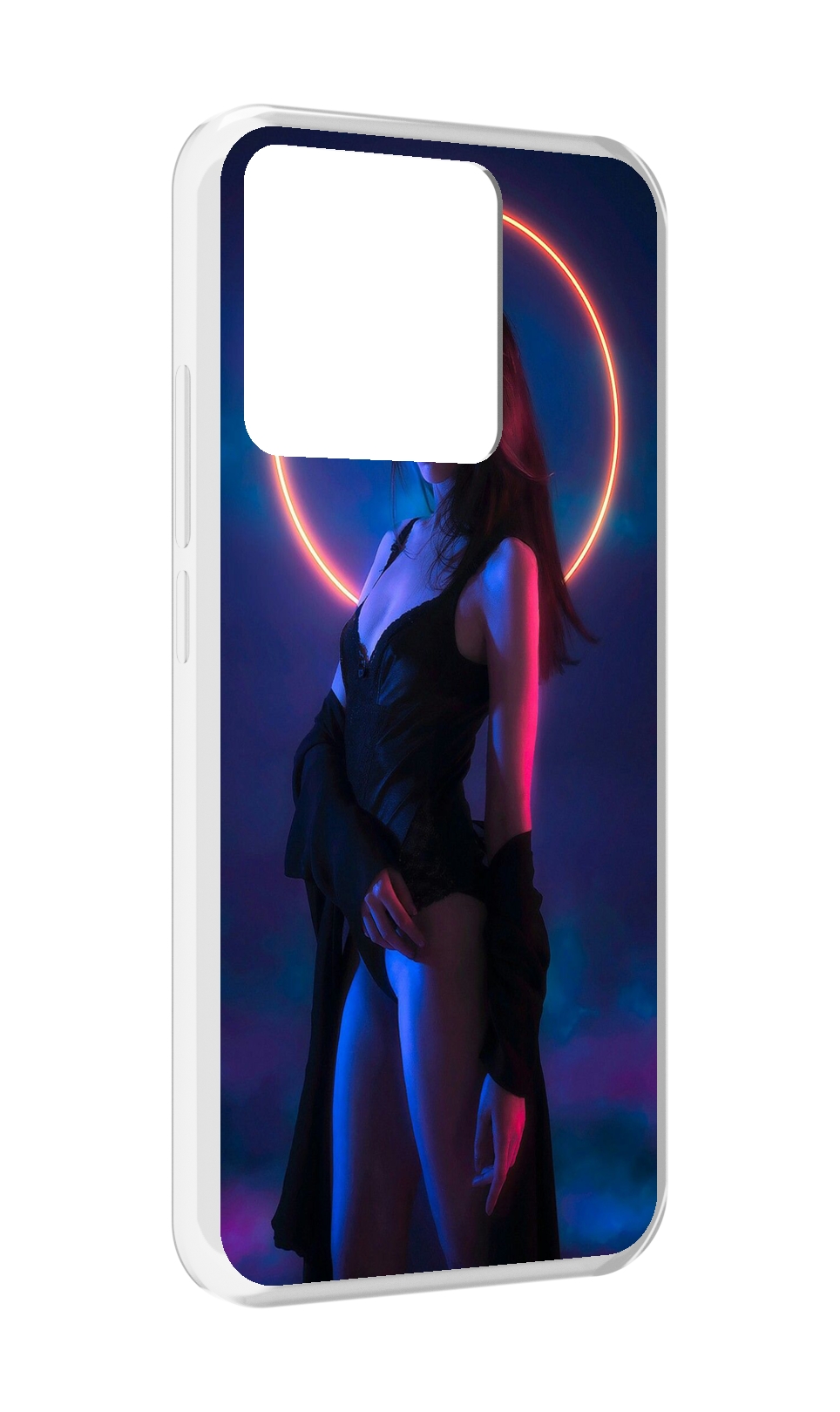 

Чехол MyPads Tocco для Xiaomi Redmi 10A девушка с неоновым кругом женский, Прозрачный, Tocco