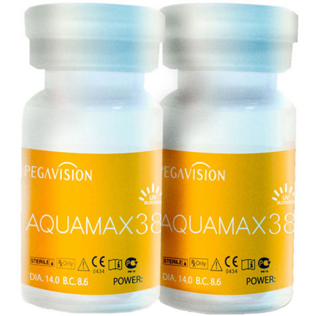 Контактные линзы Aquamax 38, 2 флакона по 1 линзе, R 8,6 SPH -9,00