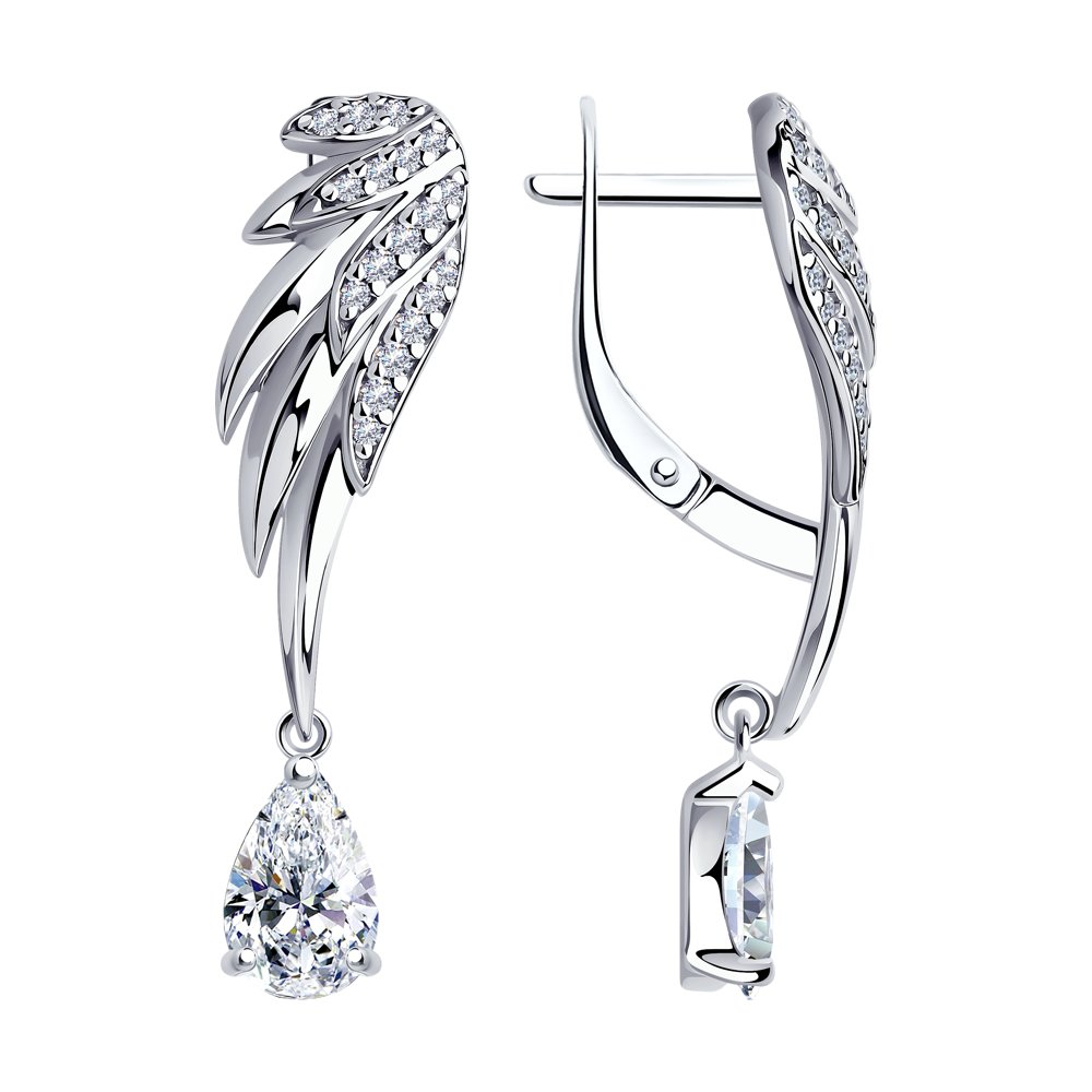 

Серьги подвески из серебра SOKOLOV 94025020, фианит, 94025020