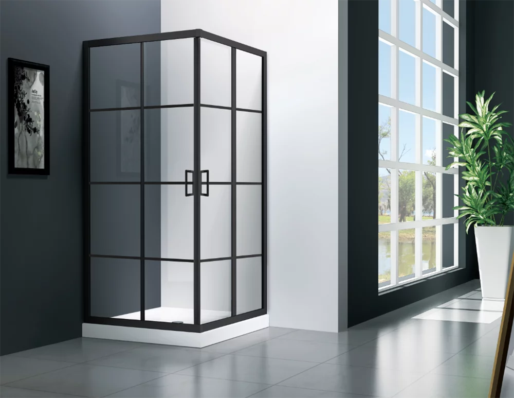Душевой уголок Veconi Rovigo RV-09 100x100x195, профиль чёрный матовый, стекло прозрачное уголок мебельный с декоративной накладкой 20х20 мм чёрный 4 шт