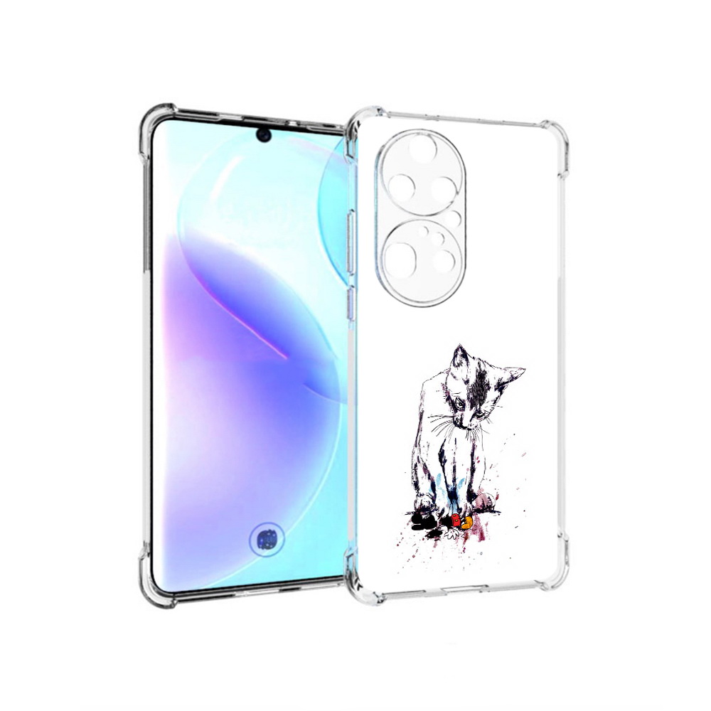 

Чехол MyPads Tocco для Huawei P50 Pro кот и микки, Прозрачный, Tocco
