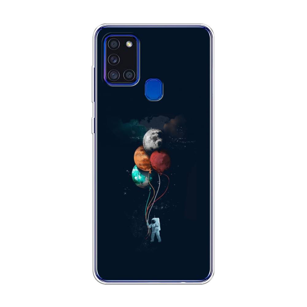 

Чехол на Samsung Galaxy A21s "Космонавт с шариками", Разноцветный, 2100250-4