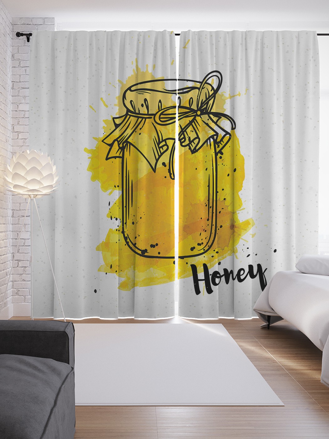 

Шторы JoyArty с фотопечатью "Банка меда" из сатена, 290х265 см, Банка меда