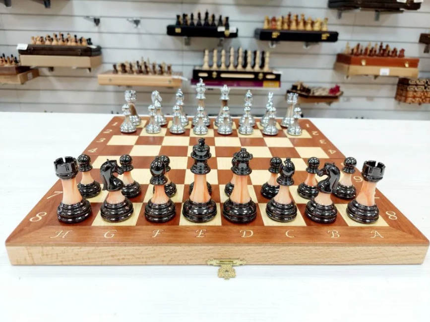 Шахматы Lavochkashop Итальянский дизайн 415 см темные