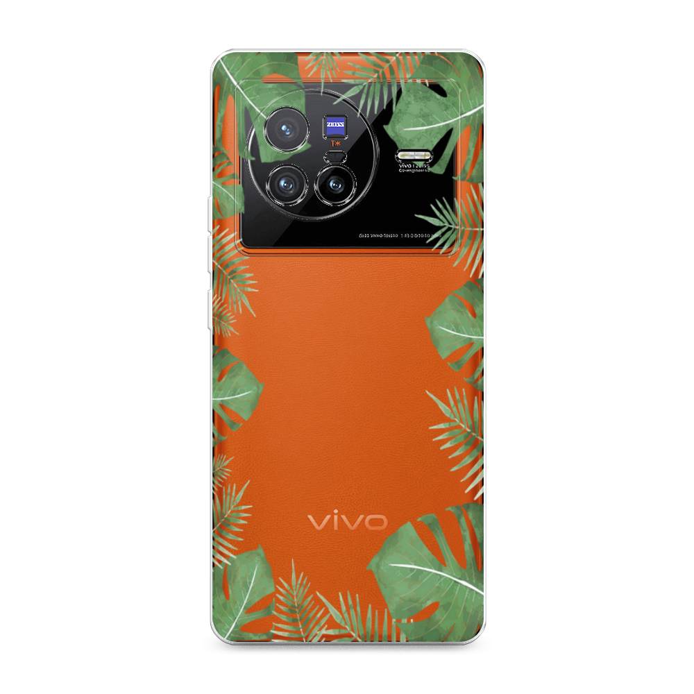 фото Силиконовый чехол "листья папоротника рамка" на vivo x80 awog
