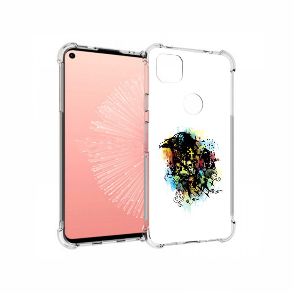 

Чехол MyPads Tocco для Google Pixel 4A ворон и черепа, Прозрачный, Tocco