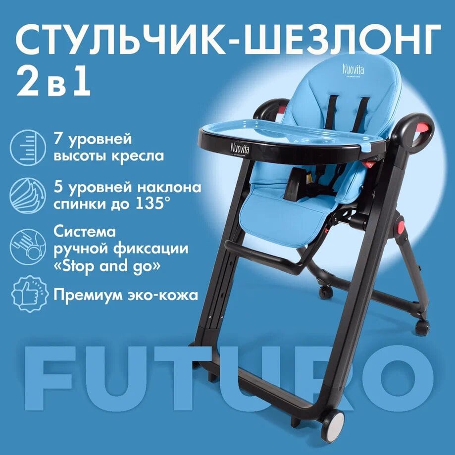 

Стульчик для кормления Nuovita Futuro Nero (Blu /Голубой), Голубой;черный, Futuro Nero