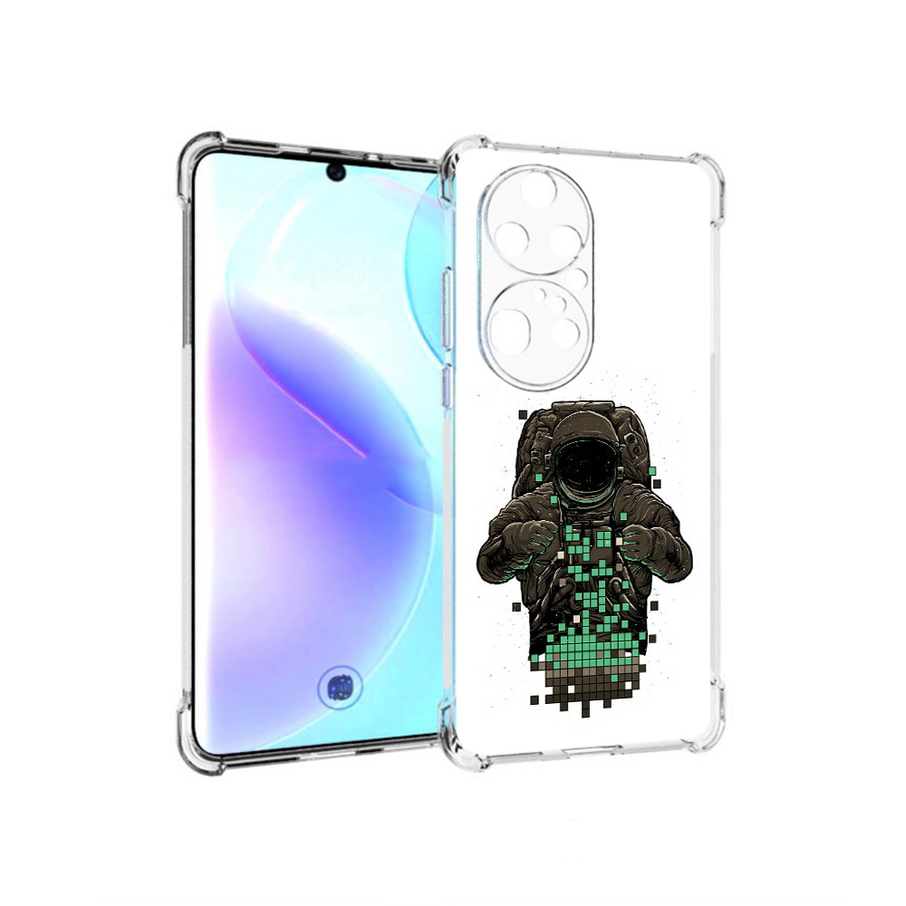 

Чехол MyPads Tocco для Huawei P50 Pro космонавт с пикселями, Прозрачный, Tocco