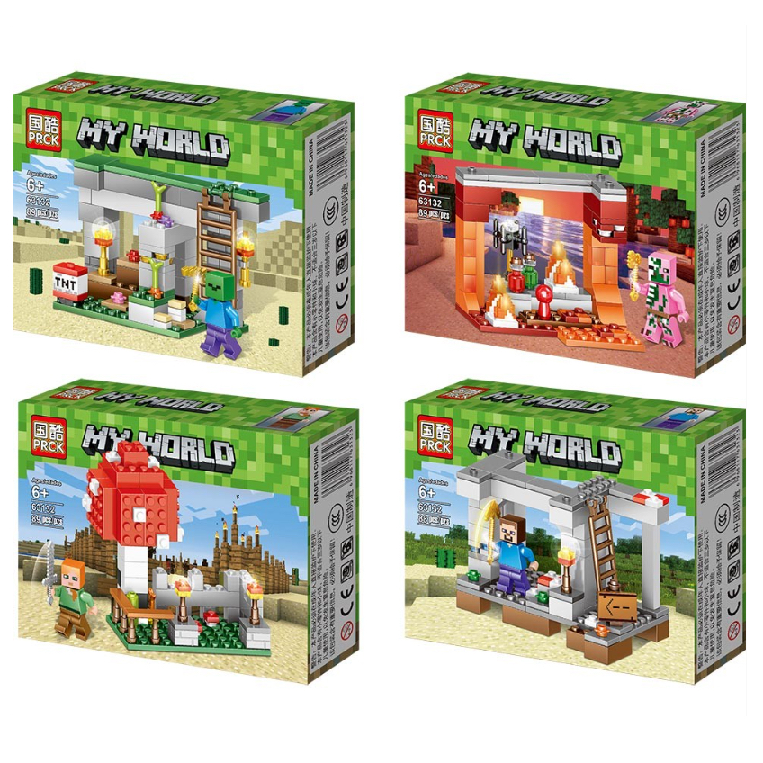 Набор из 4 конструкторов My World PRCK 63132 Minecraft "Бой с зомби"