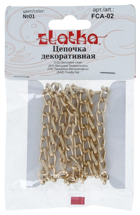 

Цепочка декоративная Zlatka 9,8x5,5 мм №01 под золото