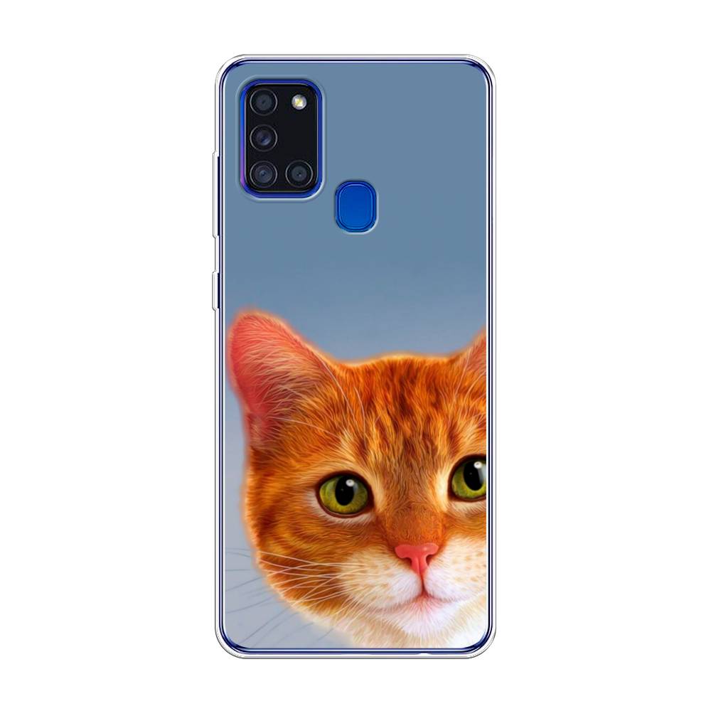 

Чехол на Samsung Galaxy A21s "Любопытный котик", Коричневый, 2100250-1