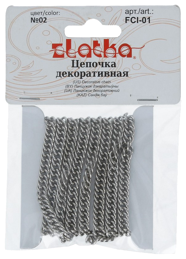 

Цепочка декоративная Zlatka 7,4x5,2 мм №02 под никель