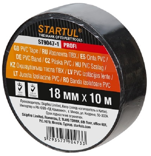 

Изолента ПВХ STARTUL Profi 18 мм 10 м черная ST9047-1, Черный, IsolentaST9047