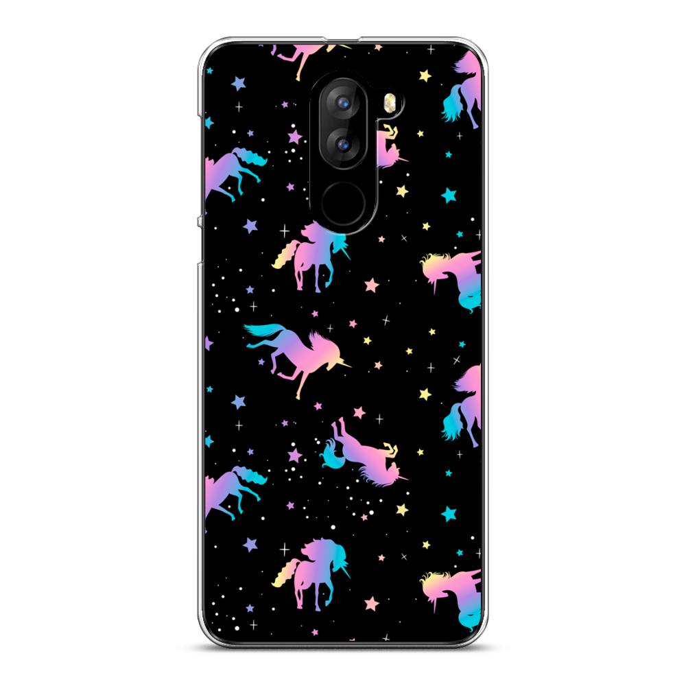 

Чехол на Doogee X60L "Единороги градиент", Черный;розовый;голубой, 220550-1