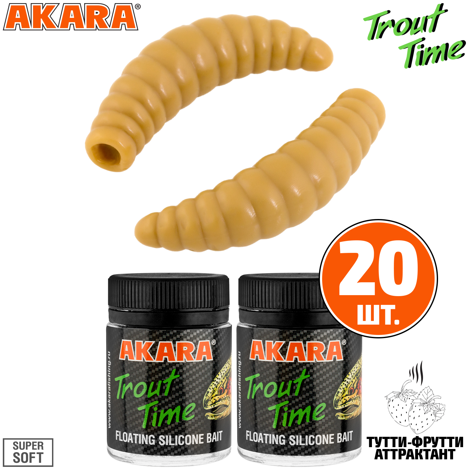

Силиконовая приманка Akara Trout Time MAGGOT 1,6 445, Tu-Frutti (20 шт.), MAGGOT 1,6 Тутти-Фрутти