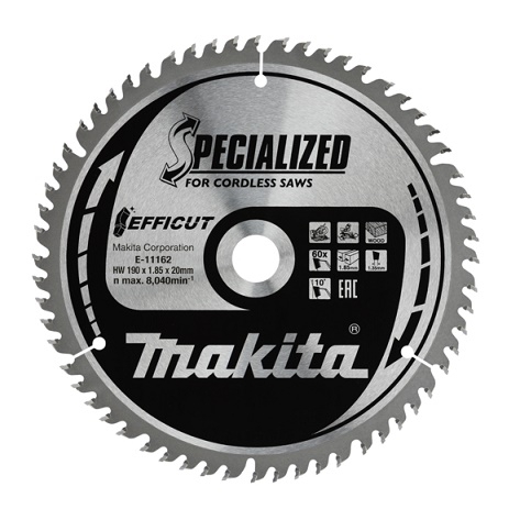 фото Диск пильный makita efficut, 190x20x1.85/1.35x60t по дереву