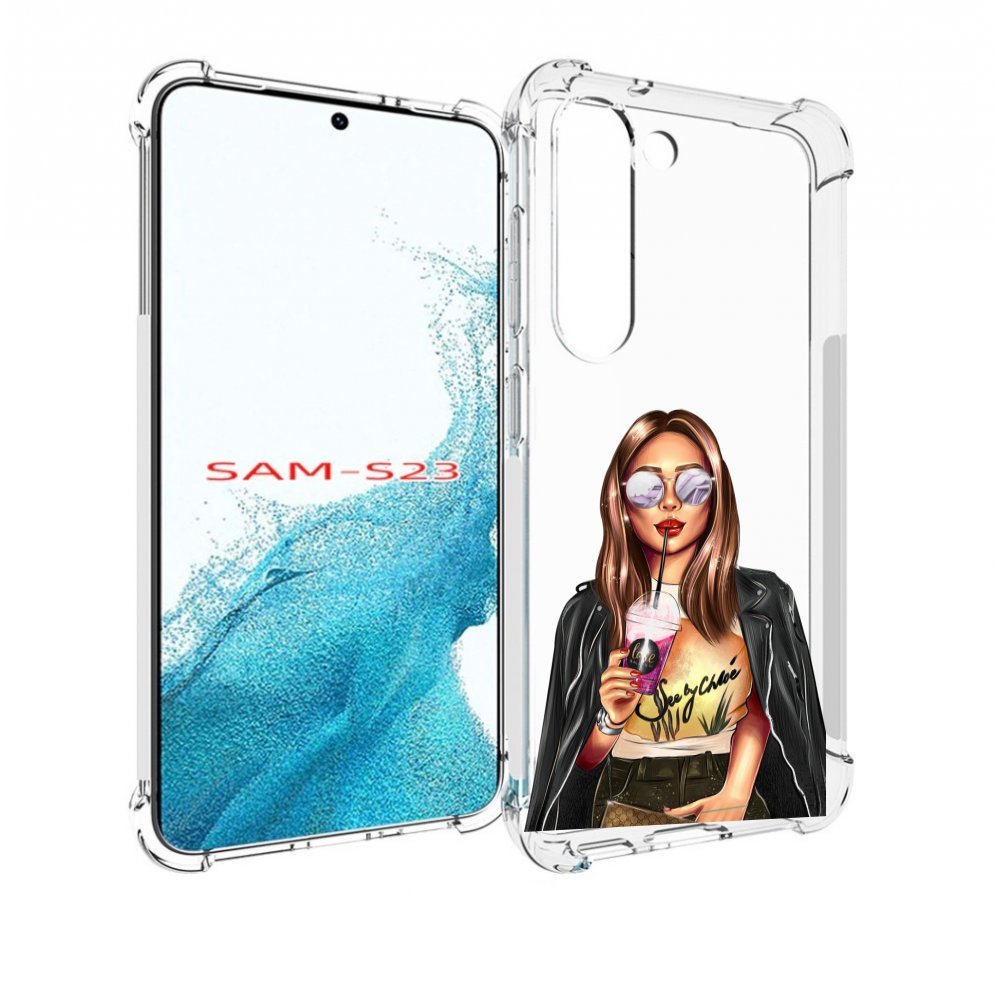 

Чехол MyPads девушка-с-фиолетовым-коктейлем женский для Samsung Galaxy S23, Прозрачный, Tocco