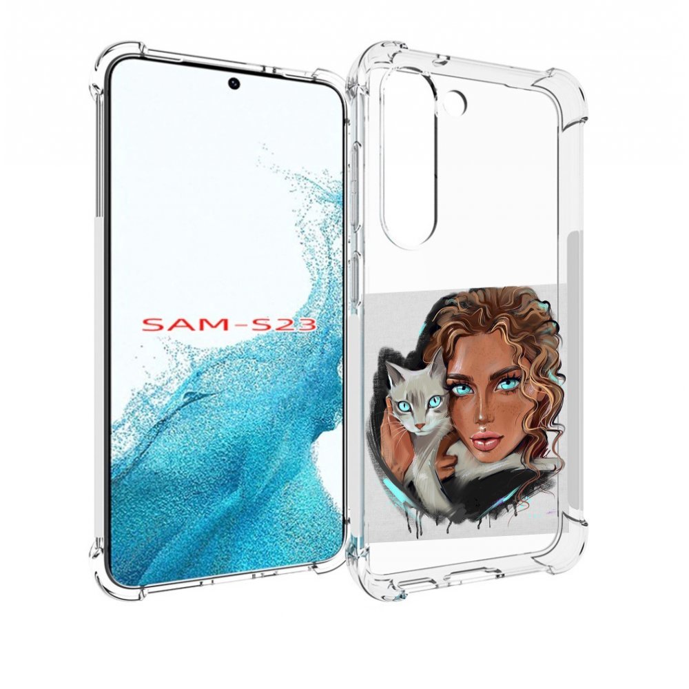 

Чехол MyPads девушка-с-котом-голубые-глаза женский для Samsung Galaxy S23, Прозрачный, Tocco
