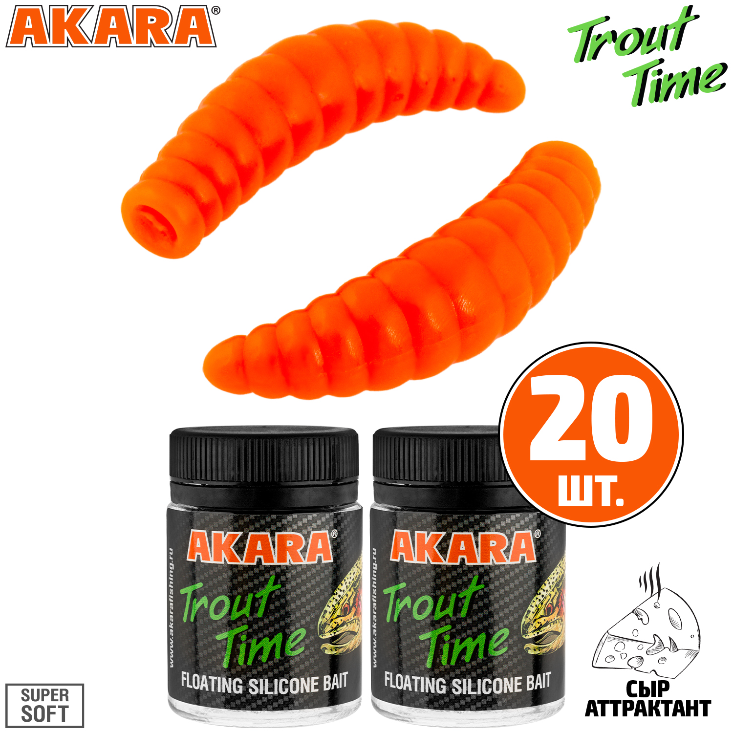 

Силиконовая приманка Akara Trout Time MAGGOT 1,6 Cheese 100 (20 шт.), MAGGOT 1,6 Сыр