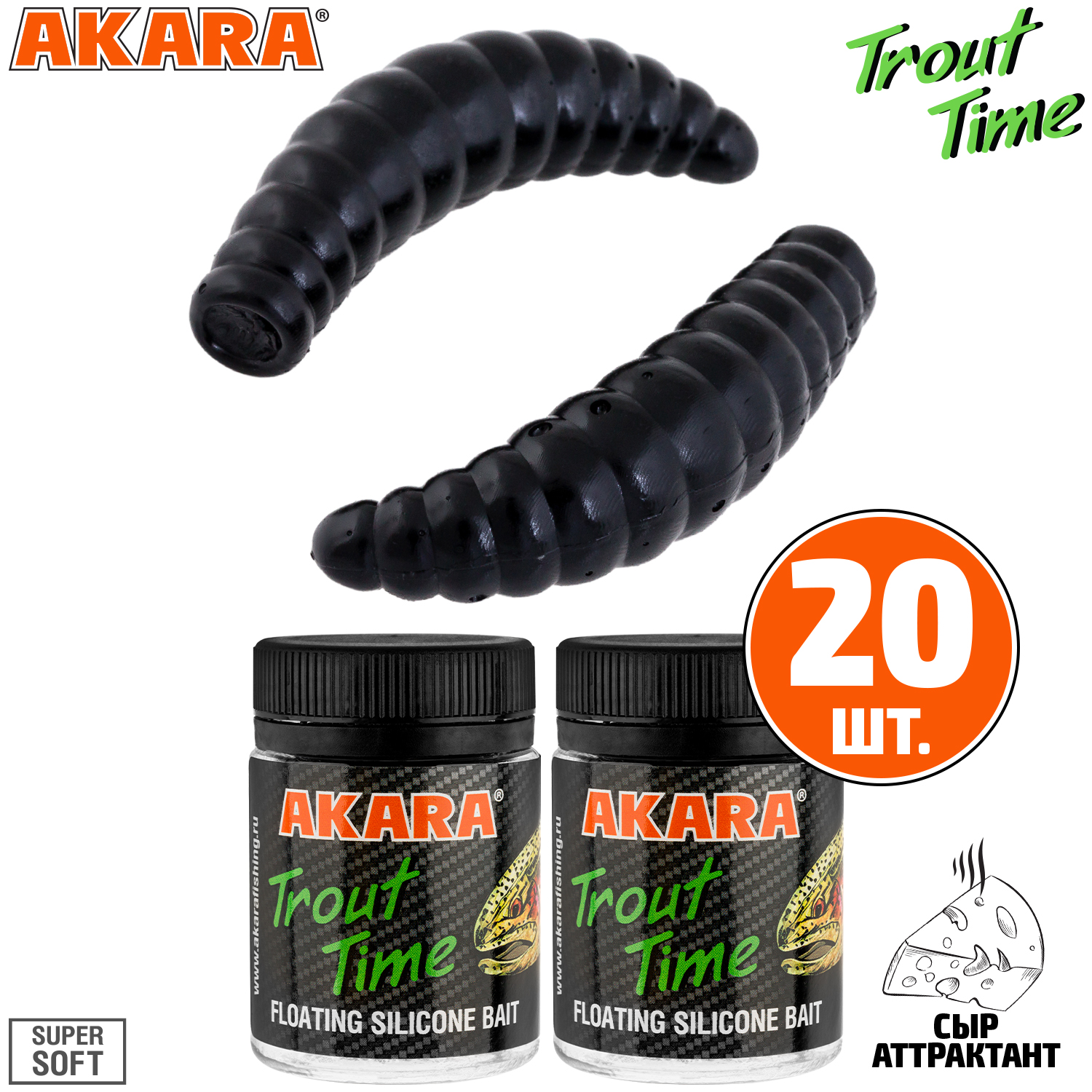 

Силиконовая приманка Akara Trout Time MAGGOT 1,6 422, Cheese (20 шт.), MAGGOT 1,6 Сыр