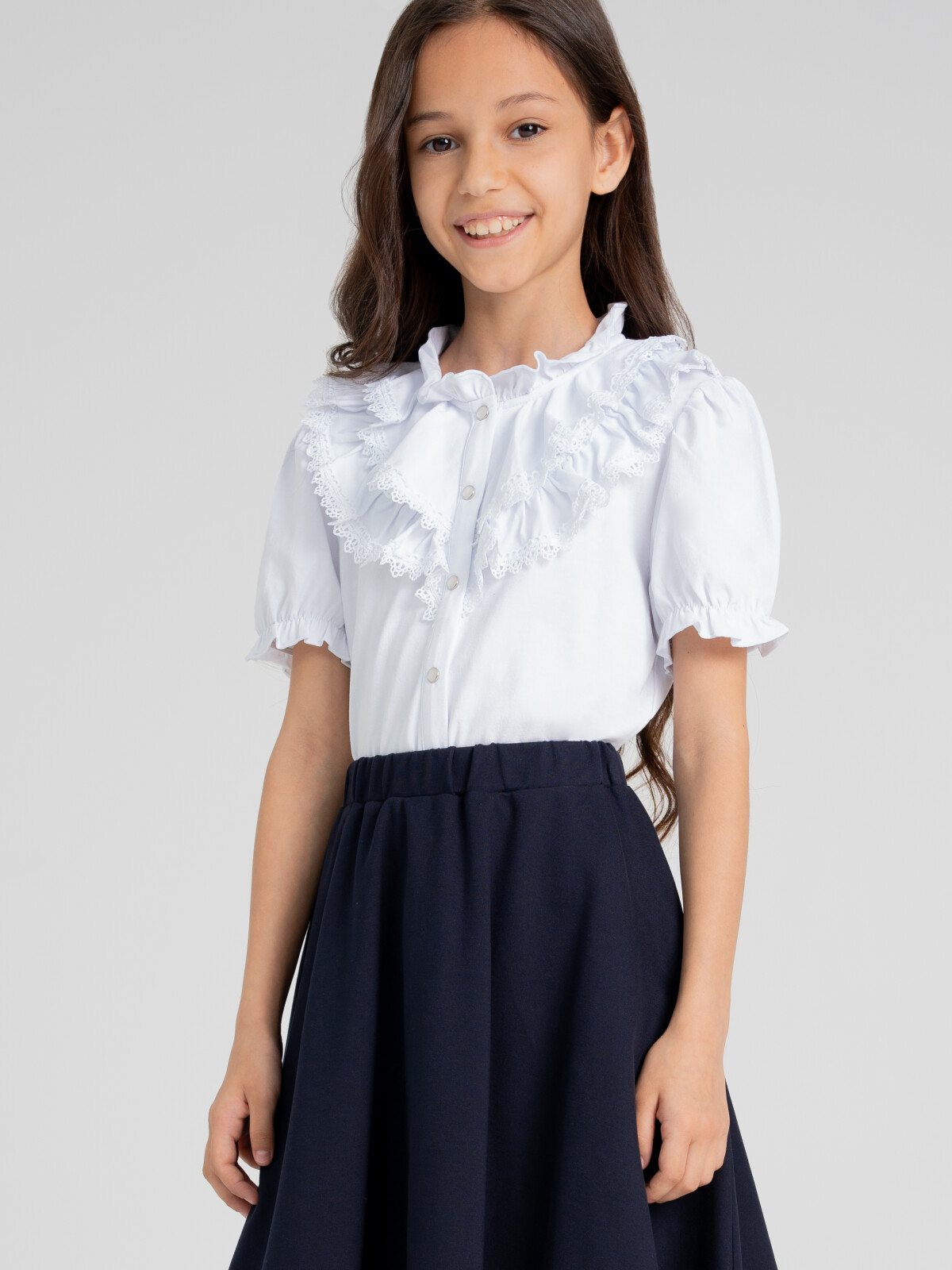 Блузка трикотажная для девочек PlayToday, белый, 152