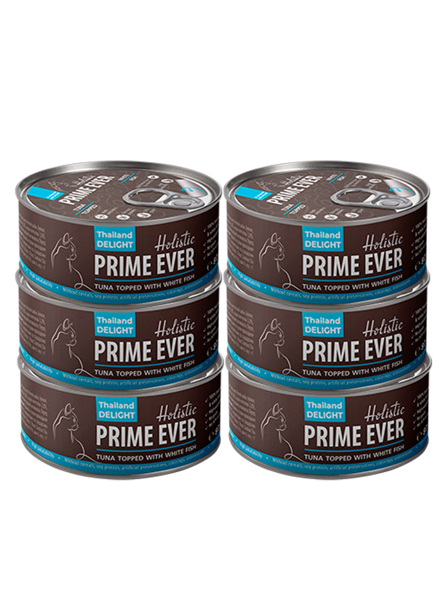 

Консервы для кошек Prime Ever тунец с белой рыбой в желе, 6шт по 80г