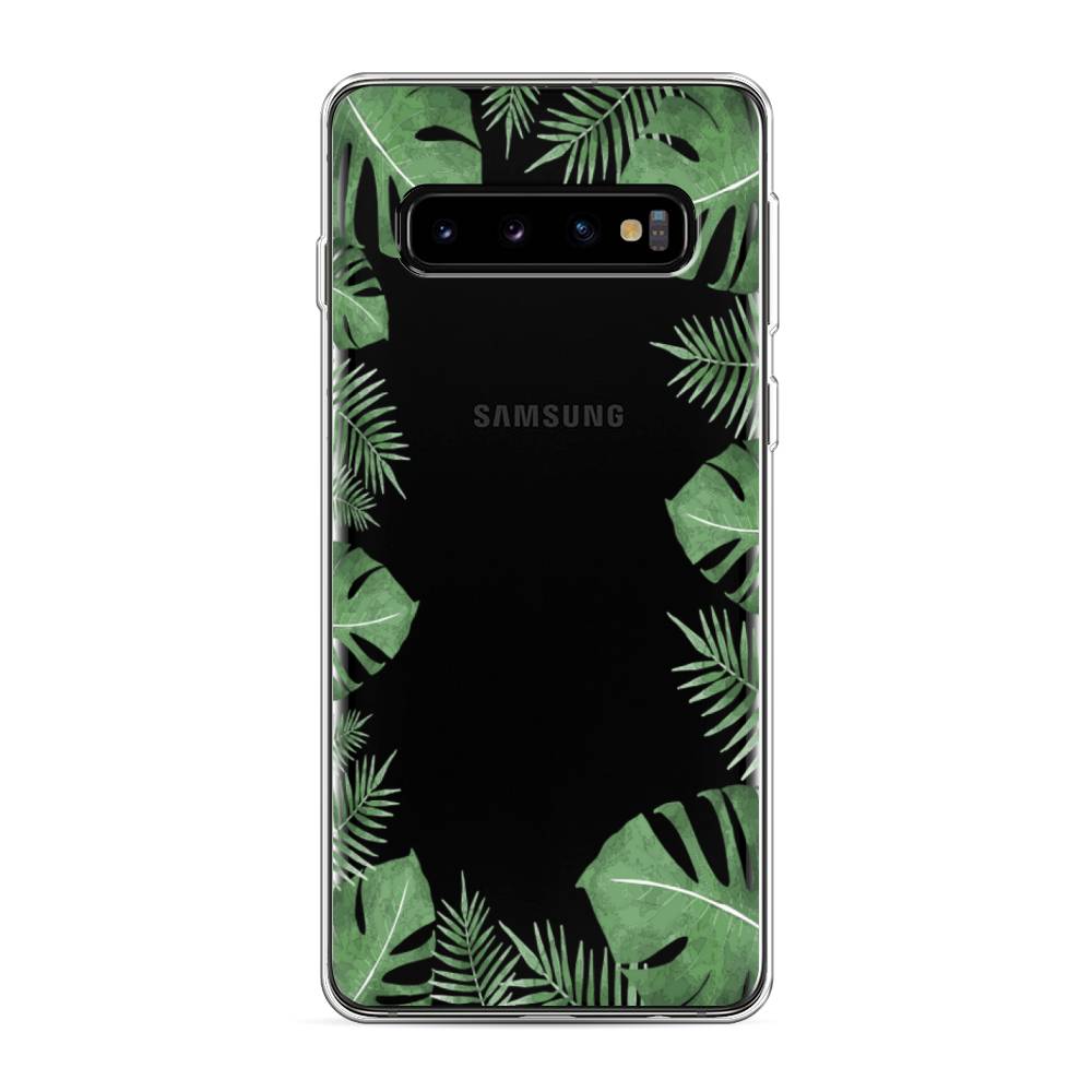 фото Силиконовый чехол "листья папоротника рамка" на samsung galaxy s10 awog