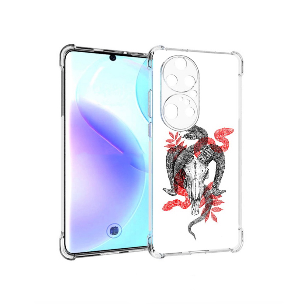 

Чехол MyPads Tocco для Huawei P50 Pro змея в черепе рисунок, Прозрачный, Tocco