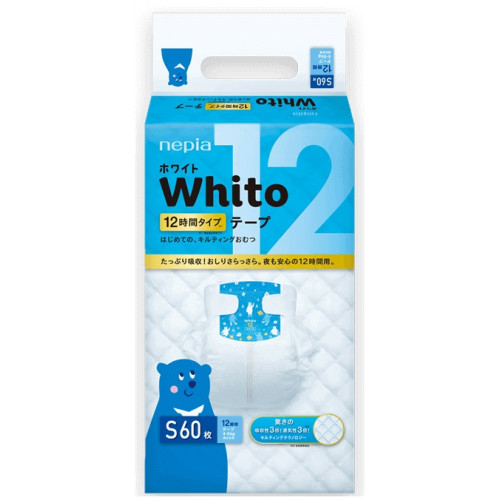 

Детские подгузники Nepia Whito 4-8 кг (S) 12 часов 60 шт.