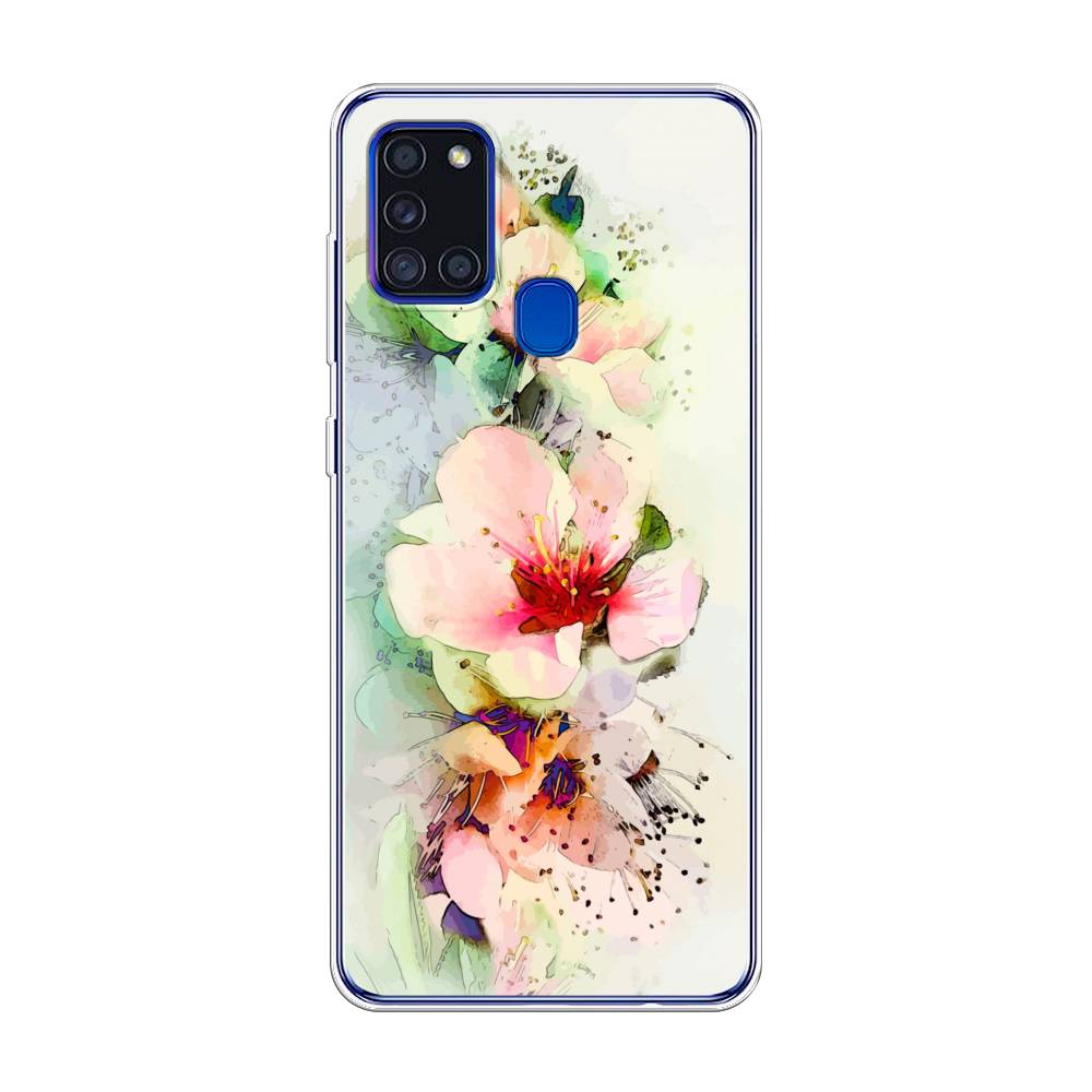 

Чехол на Samsung Galaxy A21s "Нежные цветы", Зеленый;розовый, 2100250-2
