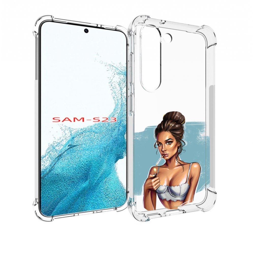 Чехол MyPads девушка-с-зажигалкой для Samsung Galaxy S23