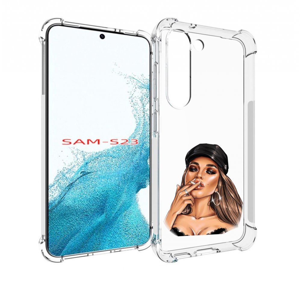 

Чехол MyPads девушка-в-шапке-с-сигаретой для Samsung Galaxy S23, Прозрачный, Tocco