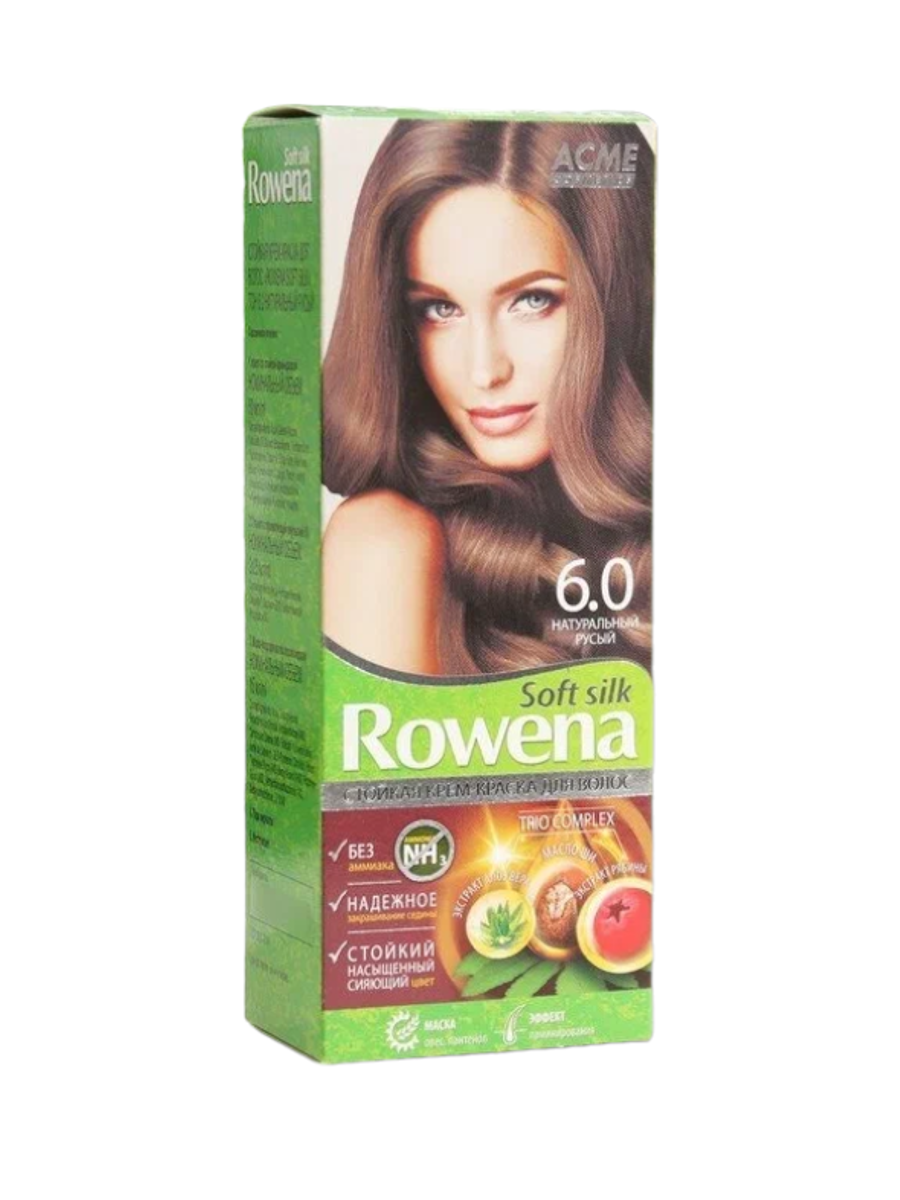 Крем-краска для волос Rowena soft silk стойкая тон 6.0 натуральный русый натуральный крем для век siberina с церамидами против отеков 30 мл