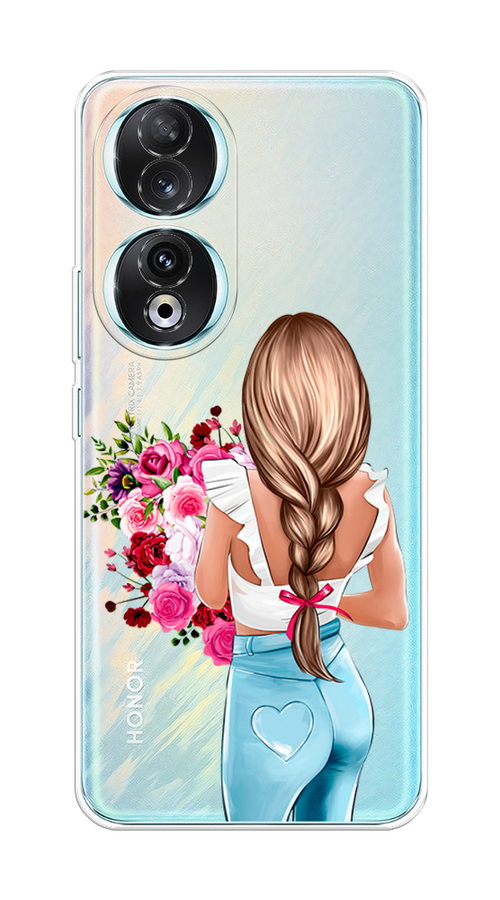 

Чехол на Honor 90 "Девушка с цветами", Коричневый;розовый;бирюзовый, 6121450-1