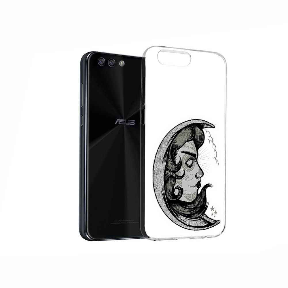 

Чехол MyPads Tocco для Asus ZenFone 4 черно белая луна с лицом, Прозрачный, Tocco