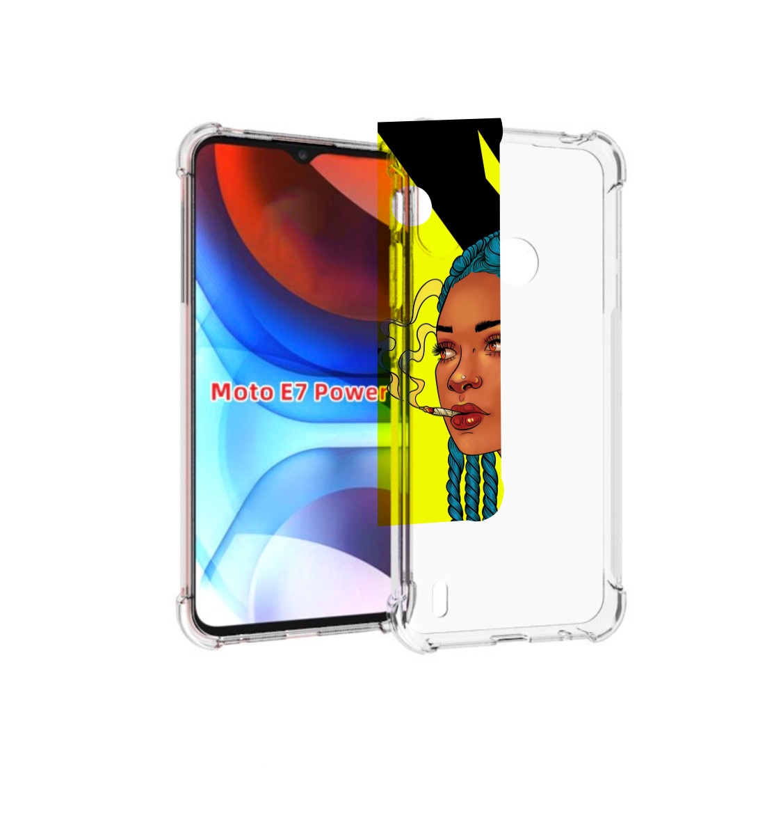 

Чехол MyPads девушка с запутанными волосами синий женский для Motorola Moto E7 Power, Прозрачный, Tocco