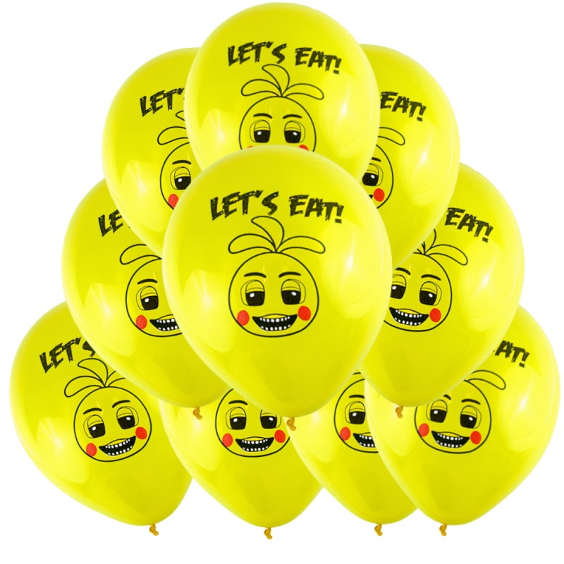 

Набор воздушных шаров FNAF Let's eat (желтый, 10 шт, 32 см), FNAF