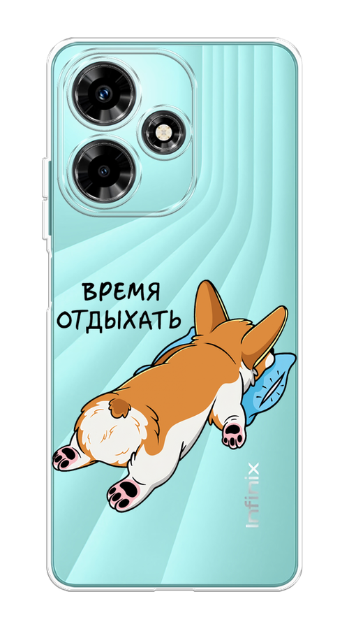 

Чехол на Infinix Hot 30 "Корги отдыхает", Черный;коричневый;голубой, 3104050-1