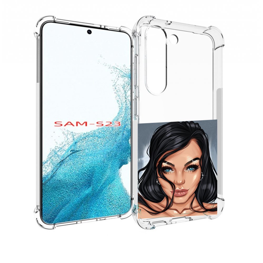 Чехол MyPads голубые-глаза-у-брюнетки женский для Samsung Galaxy S23