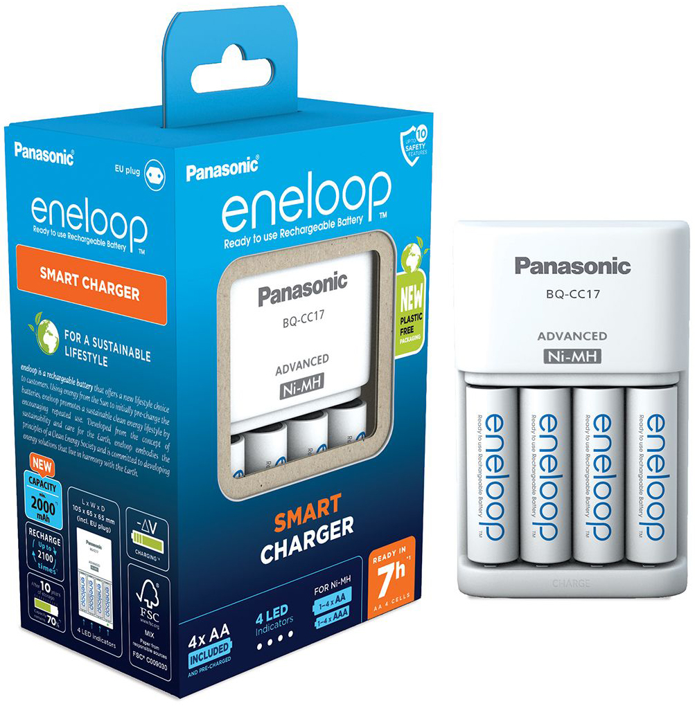 Зарядное устройство Eneloop Advanced Charger 4 слота + 4 аккумулятора AA 2000мА/ч