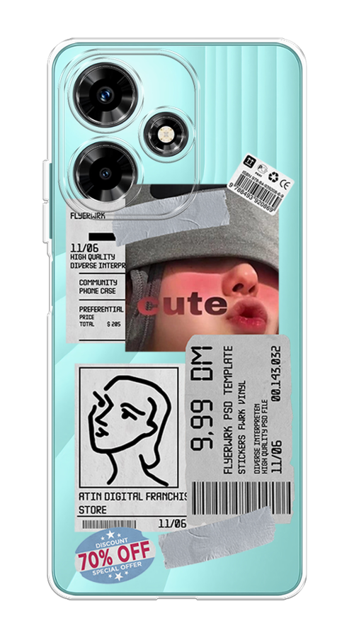 

Чехол на Infinix Hot 30 "Cute girl collage", Розовый;серый;голубой, 3104050-6