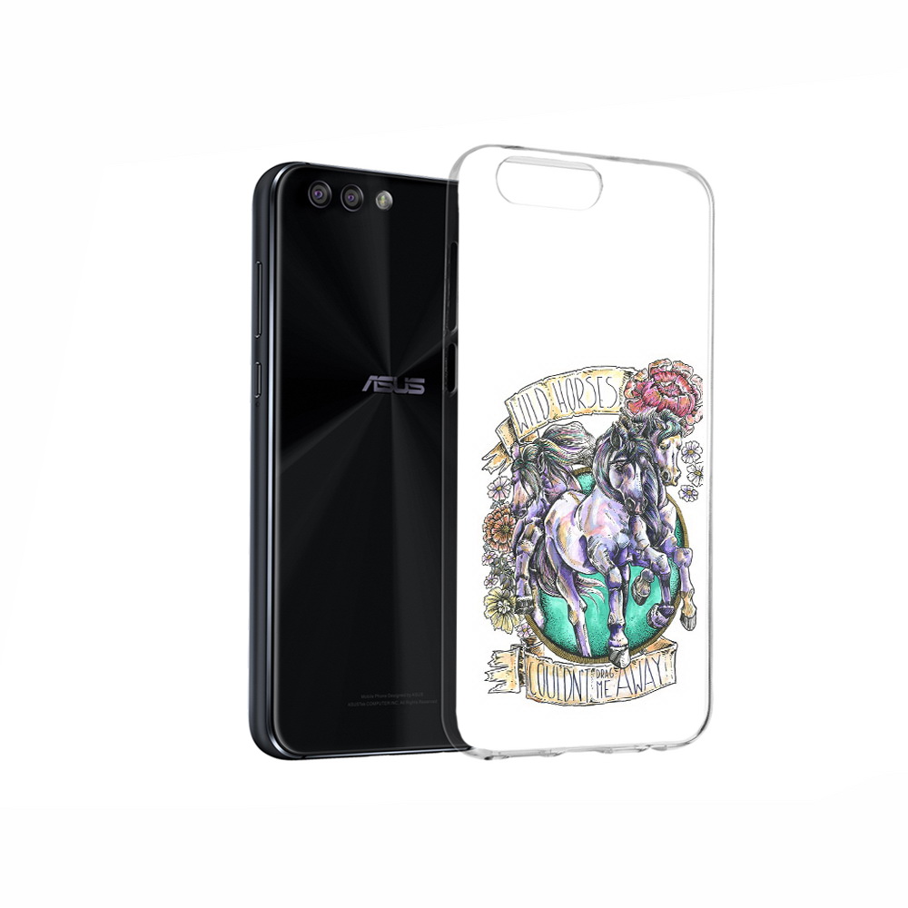 

Чехол MyPads Tocco для Asus ZenFone 4 рисунок коней в цветах, Прозрачный, Tocco