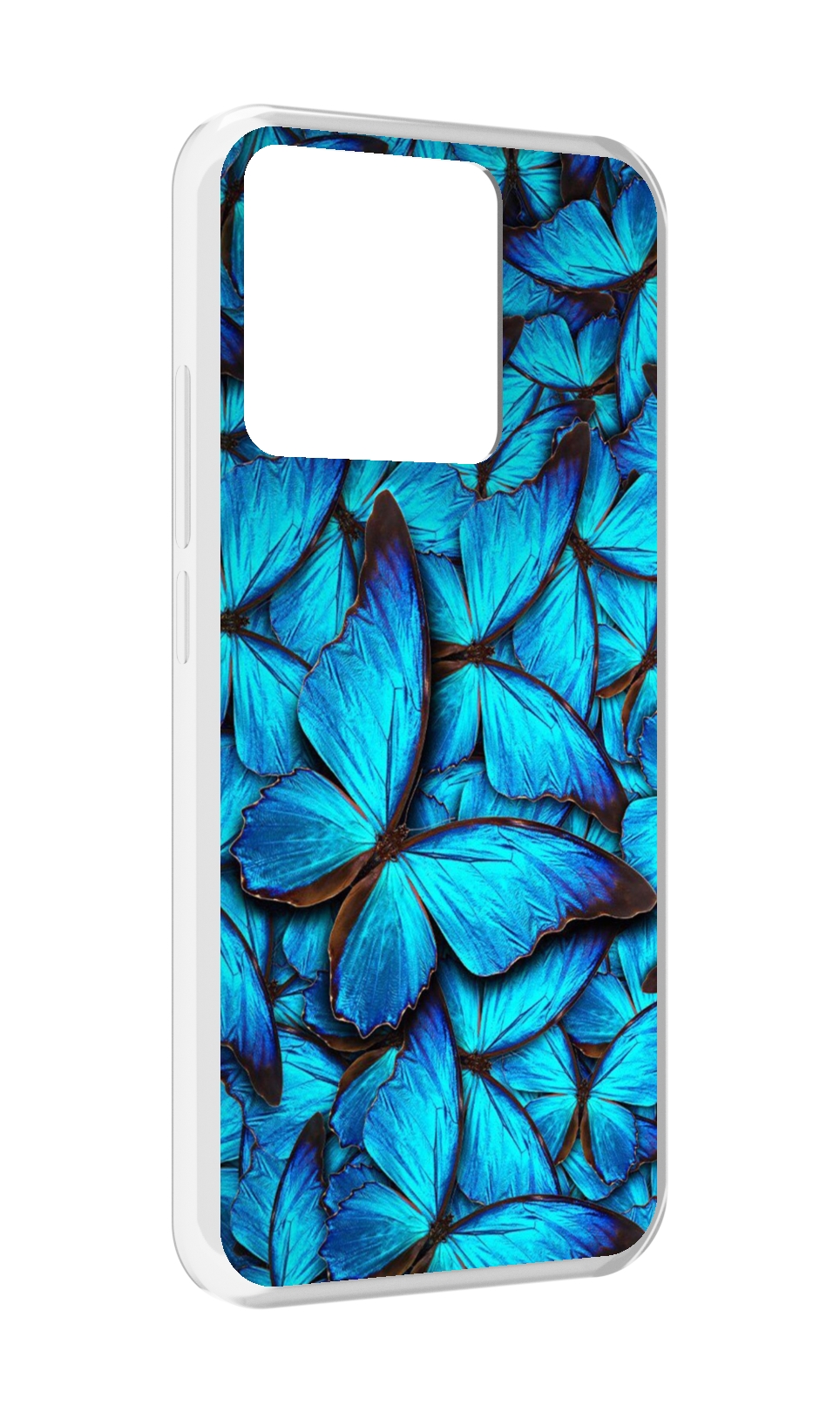 

Чехол MyPads Tocco для Xiaomi Redmi 10A бирюзовые бабочки, Прозрачный, Tocco