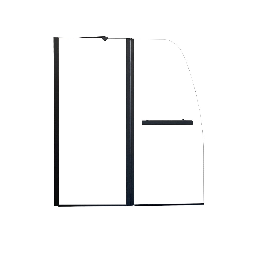 Шторка (ширма) для ванной PARLY F03B 130х120 Профиль черный Стекло прозрачное рамочный профиль стильный дом