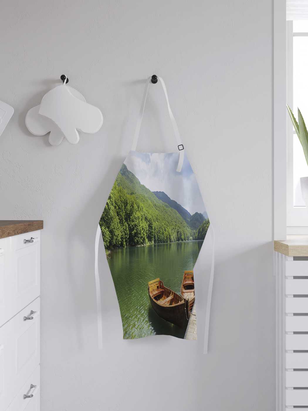 

Фартук женский для готовки JoyArty "Деревянный причал на озере", универсальный размер, Разноцветный