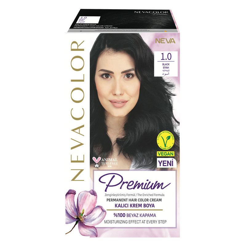Крем-краска для волос Neva Premium стойкая 1.0 Чёрный l oreal professionnel крем краска majirel 1 чёрный 50 мл